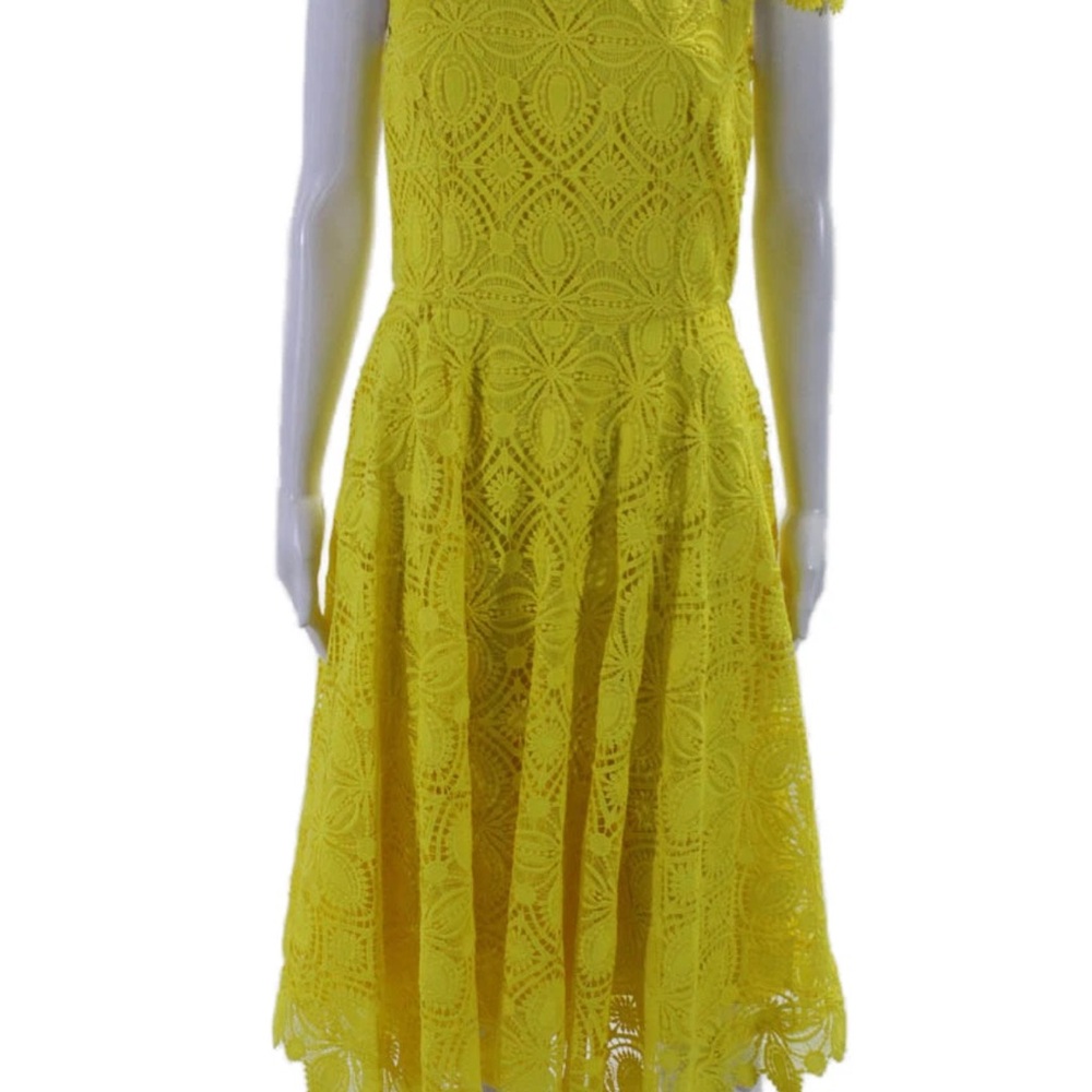 ANTONIO MELANI Sunny Yellow Lace Midi Dress